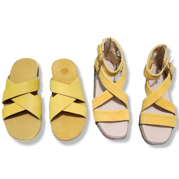CHACO Leather Wayfarer Slide’s Womens Yellow Slip-on Sandal - Picture 11 of 16